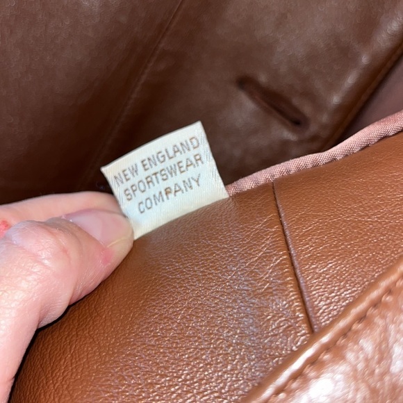 VINTAGE dark brown leather bomber jacket coat button up XL USA unisex - Picture 7 of 13